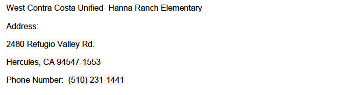 West Contra Costa Unified- Hanna Ranch Elementary West Contra Costa Unified- Hanna Ranch Elementary